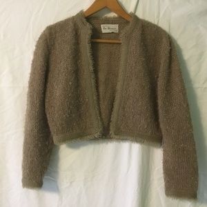 Vintage Lee Herwau Light Brown Crop Cardigan Sweater Women’s Small (S)